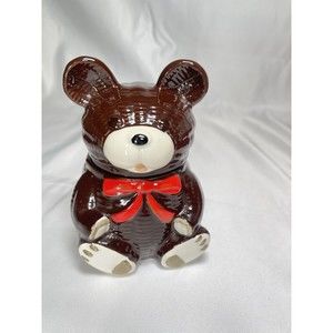 Otagiri Ceramic Teddy Bear 5” Jam Jar Honey Pot NO Spoon 1979 Japan.